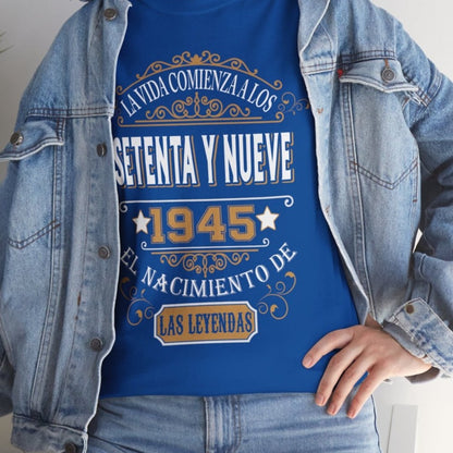 Camiseta de Cumpleaños 1945 - Camiseta Personalizable Retro - Bliss Birthday Shirts - Royal - S