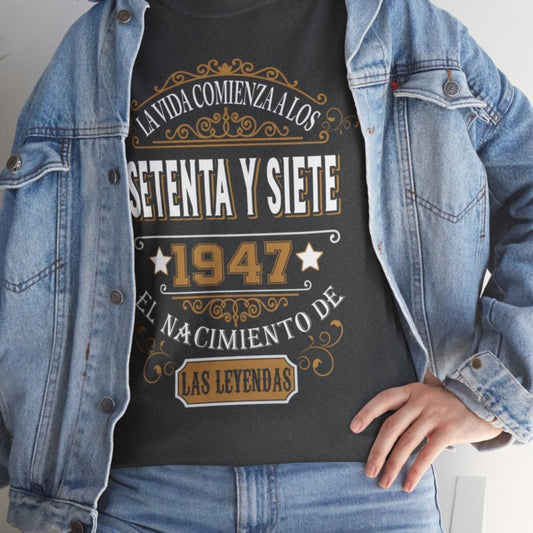 Camiseta de Cumpleaños 1947 - Camiseta Personalizable Especial - Bliss Birthday Shirts - Dark Heather - S