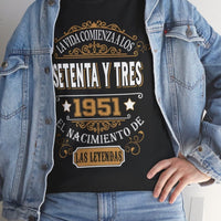 Camiseta de Cumpleaños 1951 - Camiseta Retro Personalizable - Bliss Birthday Shirts - Black - S