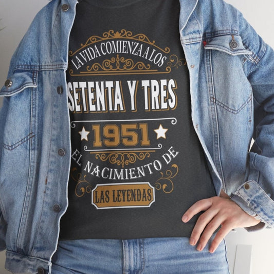 Camiseta de Cumpleaños 1951 - Camiseta Retro Personalizable - Bliss Birthday Shirts - Dark Heather - S