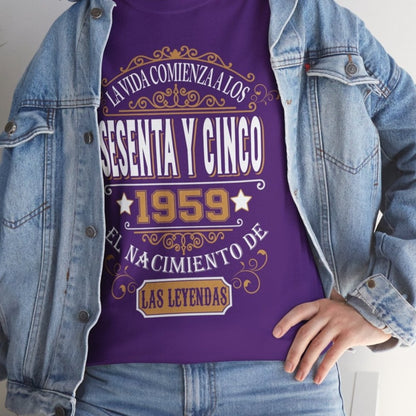 Camiseta de Cumpleaños 1959 - Camiseta Retro Personalizable - Bliss Birthday Shirts - Purple - S