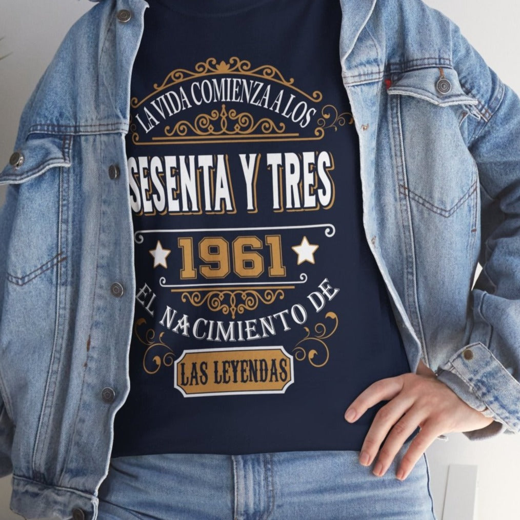 Camiseta de Cumpleaños 1961 - Camiseta Especial Personalizable - Bliss Birthday Shirts - Navy - S