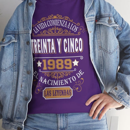 Camiseta de Cumpleaños 1989 - Camiseta Personalizable Especial - Bliss Birthday Shirts - Purple - S