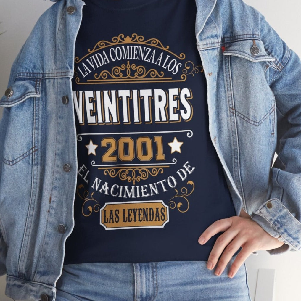 Camiseta de Cumpleaños 2001 - Camiseta Retro Personalizable - Bliss Birthday Shirts - Navy - S