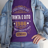 Camiseta Exclusiva 1986 - Camiseta de Aniversário Personalizada - Bliss Birthday Shirts - Purple - S