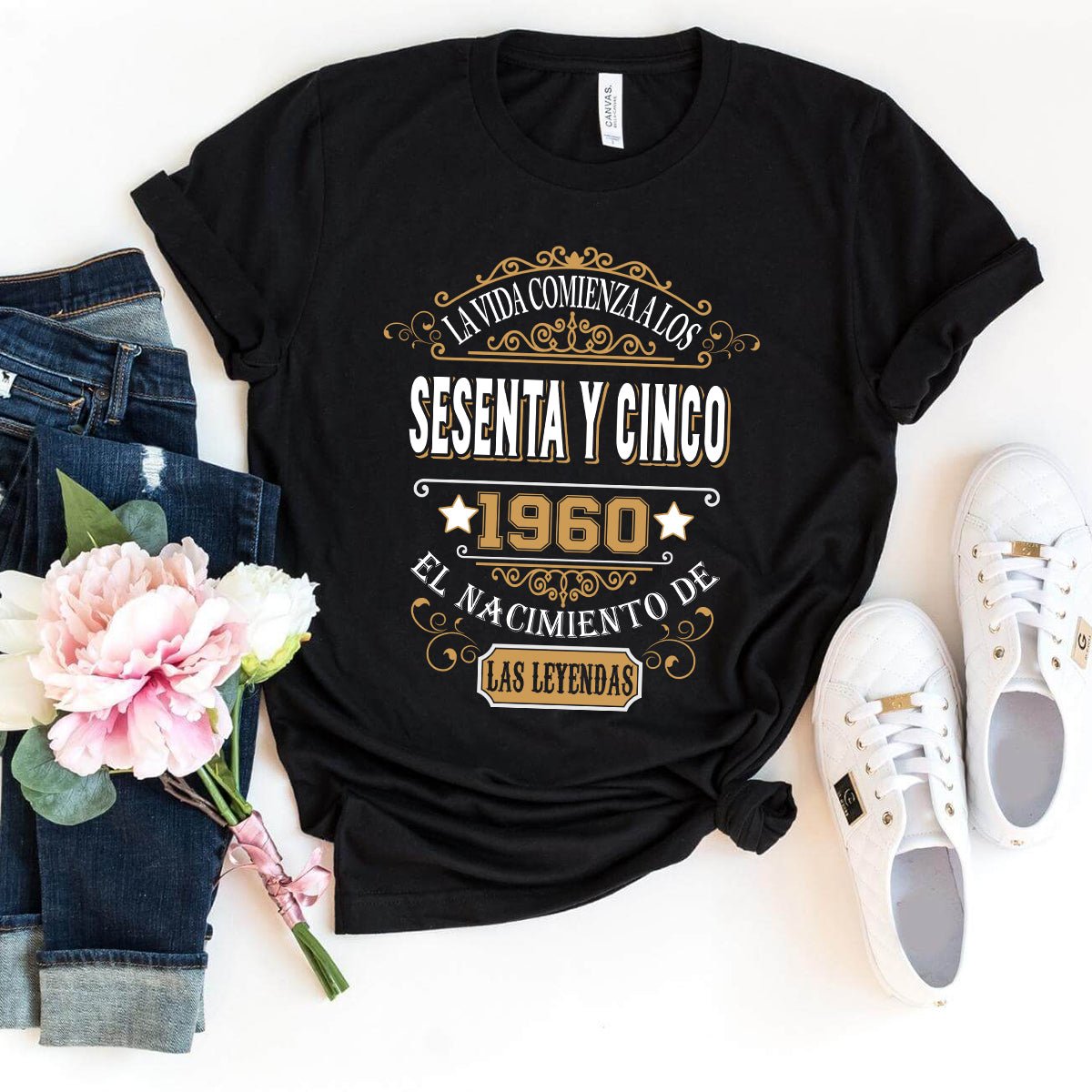 Camiseta Personalizada 1960 - 2025 Version - Bliss Birthday Shirts - Black - S