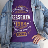 Camiseta Personalizada 1964 - Camiseta Exclusiva de Aniversário - Bliss Birthday Shirts - Purple - S