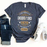 Camiseta Personalizada 1970 - 2025 Version - Bliss Birthday Shirts - Heather Navy - S