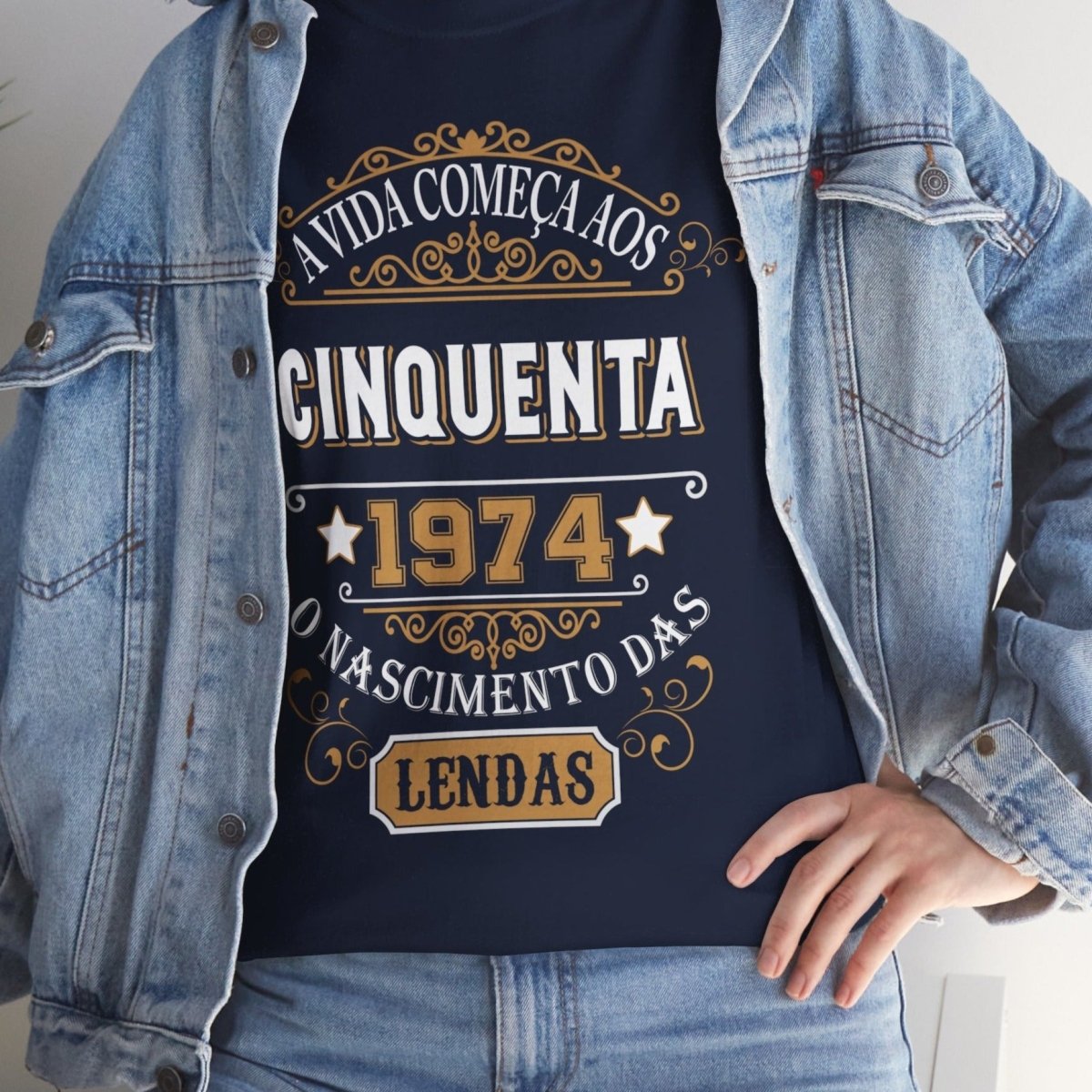 Camiseta Personalizada 1974 - Camiseta Única de Celebração - Bliss Birthday Shirts - Navy - S