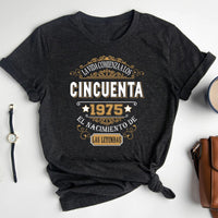 Camiseta Personalizada 1975 - 2025 Version - Bliss Birthday Shirts - Heather Dark Grey - S