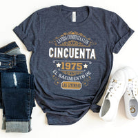 Camiseta Personalizada 1975 - 2025 Version - Bliss Birthday Shirts - Heather Navy - S