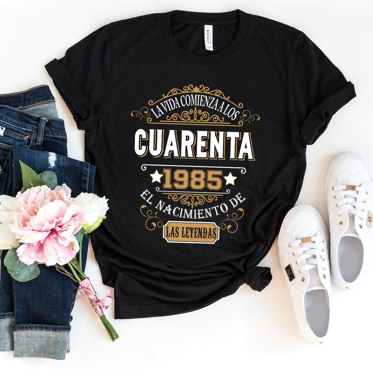 Camiseta Personalizada 1985 - 2025 Version - Bliss Birthday Shirts - Black - S