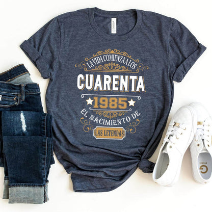 Camiseta Personalizada 1985 - 2025 Version - Bliss Birthday Shirts - Heather Navy - S