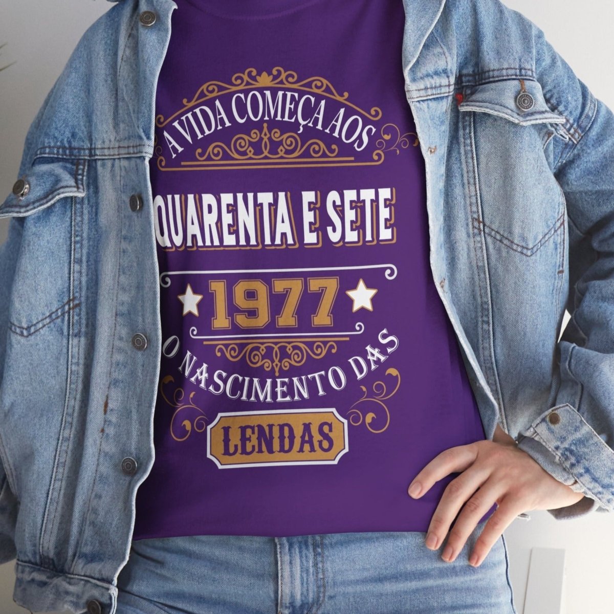 Camiseta Personalizável 1977 - Camiseta Única de Aniversário - Bliss Birthday Shirts - Purple - S