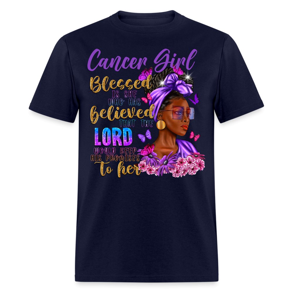 Cancer Girl Blessed Shirt - Custom Birthday T - Shirt - Bliss Birthday Shirts - Navy - S