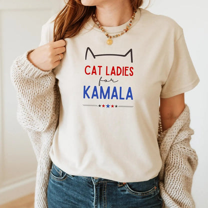 Cat Ladies for Kamala Shirt - Kamala Cat T - Shirt for 2024 - Bliss Birthday Shirts - S - Nature