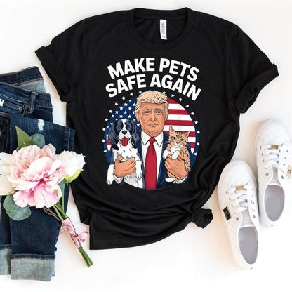 Cats and Dogs 2024 Debate – Make Pets Safe Again Trump Shirt - Bliss Birthday Shirts - Black - S