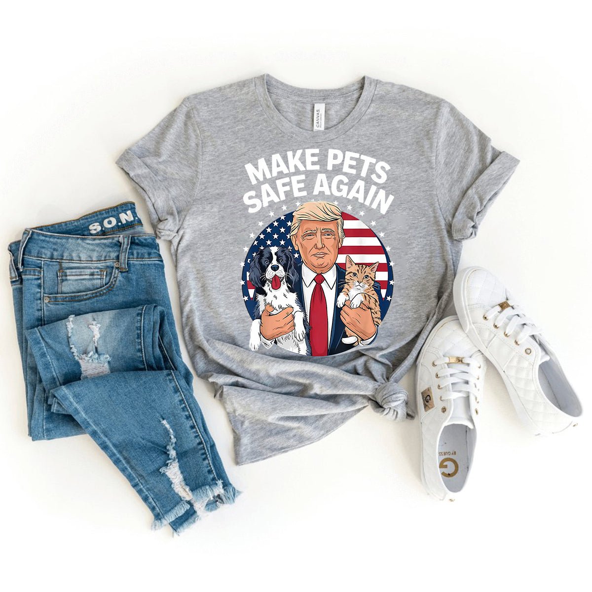 Cats and Dogs 2024 Debate – Make Pets Safe Again Trump Shirt - Bliss Birthday Shirts - Heather Athletic - S