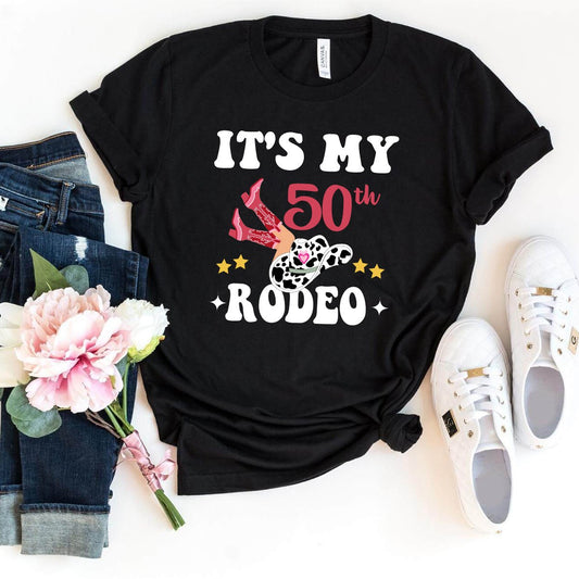 Celebrate 50th in Style - It's My 50th Rodeo Premium T-Shirt - Bliss Birthday Shirts - Black - S