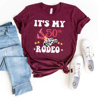 Celebrate 50th in Style - It's My 50th Rodeo Premium T-Shirt - Bliss Birthday Shirts - Maroon - S