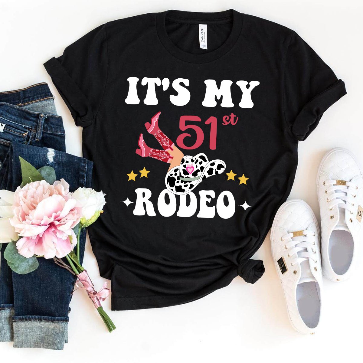 Celebrate 51st in Style - It's My 51st Rodeo Premium T-Shirt - Bliss Birthday Shirts - Black - S