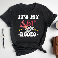 Celebrate 51st in Style - It's My 51st Rodeo Premium T-Shirt - Bliss Birthday Shirts - Heather Dark Grey - S