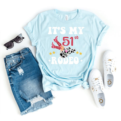 Celebrate 51st in Style - It's My 51st Rodeo Premium T-Shirt - Bliss Birthday Shirts - Heather Ice Blue - S