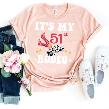 Celebrate 51st in Style - It's My 51st Rodeo Premium T-Shirt - Bliss Birthday Shirts - Heather Peach - S