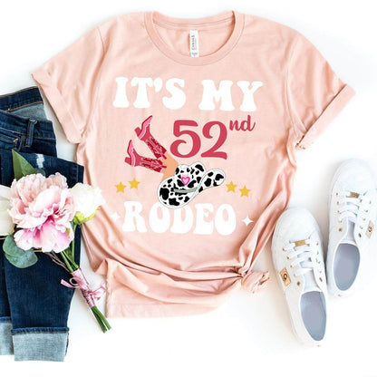 Celebrate 52nd in Style - It's My 52nd Rodeo Premium T-Shirt - Bliss Birthday Shirts - Heather Peach - S