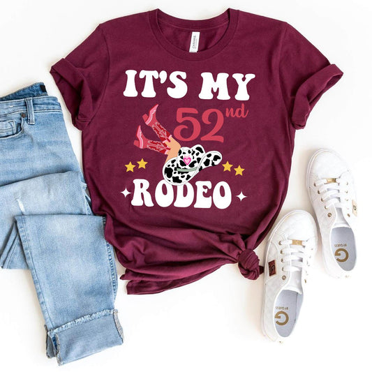 Celebrate 52nd in Style - It's My 52nd Rodeo Premium T-Shirt - Bliss Birthday Shirts - Maroon - S