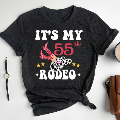 Celebrate 55th in Style - It's My 55th Rodeo Premium T-Shirt - Bliss Birthday Shirts - Heather Dark Grey - S