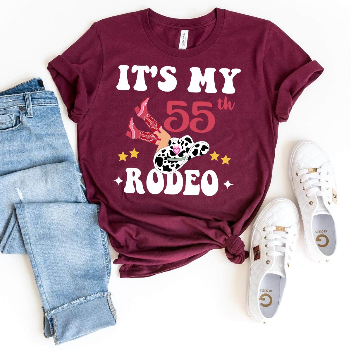 Celebrate 55th in Style - It's My 55th Rodeo Premium T-Shirt - Bliss Birthday Shirts - Maroon - S