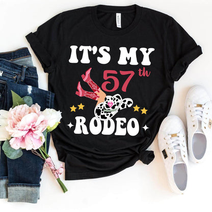 Celebrate 57th in Style - It's My 57th Rodeo Premium T-Shirt - Bliss Birthday Shirts - Black - S