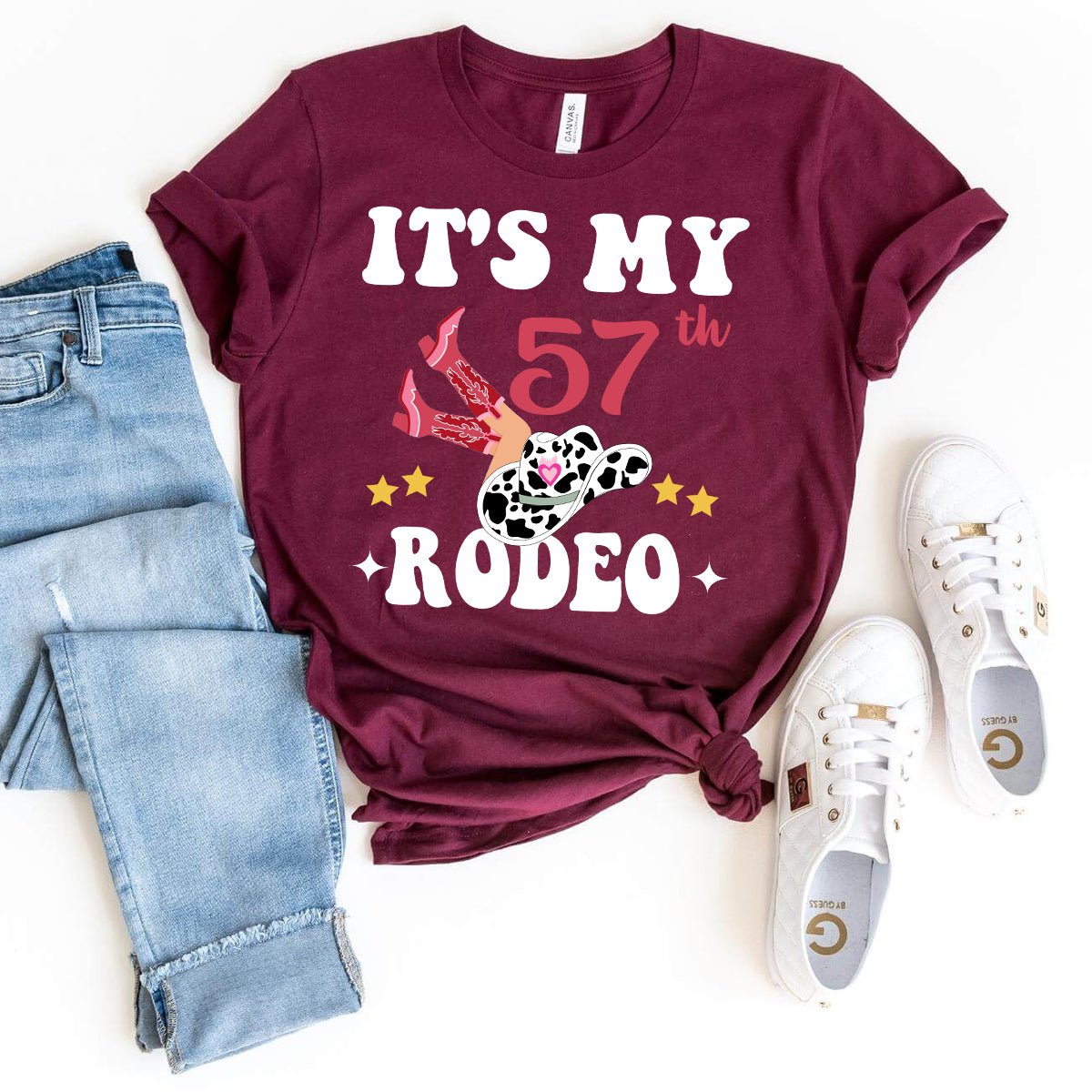 Celebrate 57th in Style - It's My 57th Rodeo Premium T-Shirt - Bliss Birthday Shirts - Maroon - S