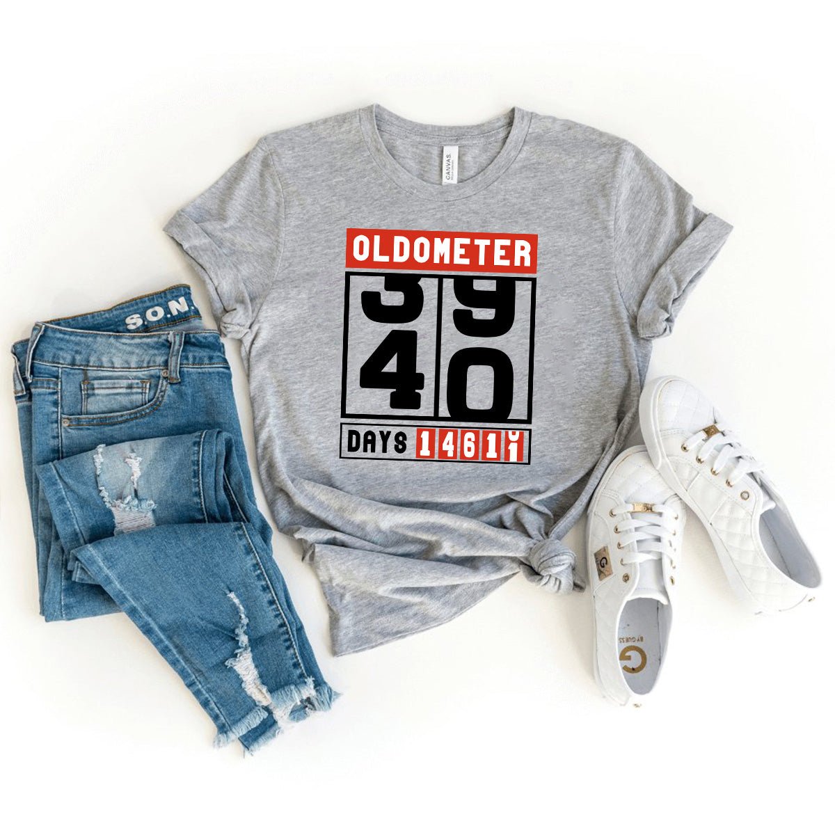 Celebrate Milestone with the Oldometer 40th Shirt – Perfect 40th Birthday Gift - Bliss Birthday Shirts - Heather Athletic - S