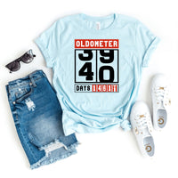 Celebrate Milestone with the Oldometer 40th Shirt – Perfect 40th Birthday Gift - Bliss Birthday Shirts - Heather Ice Blue - S