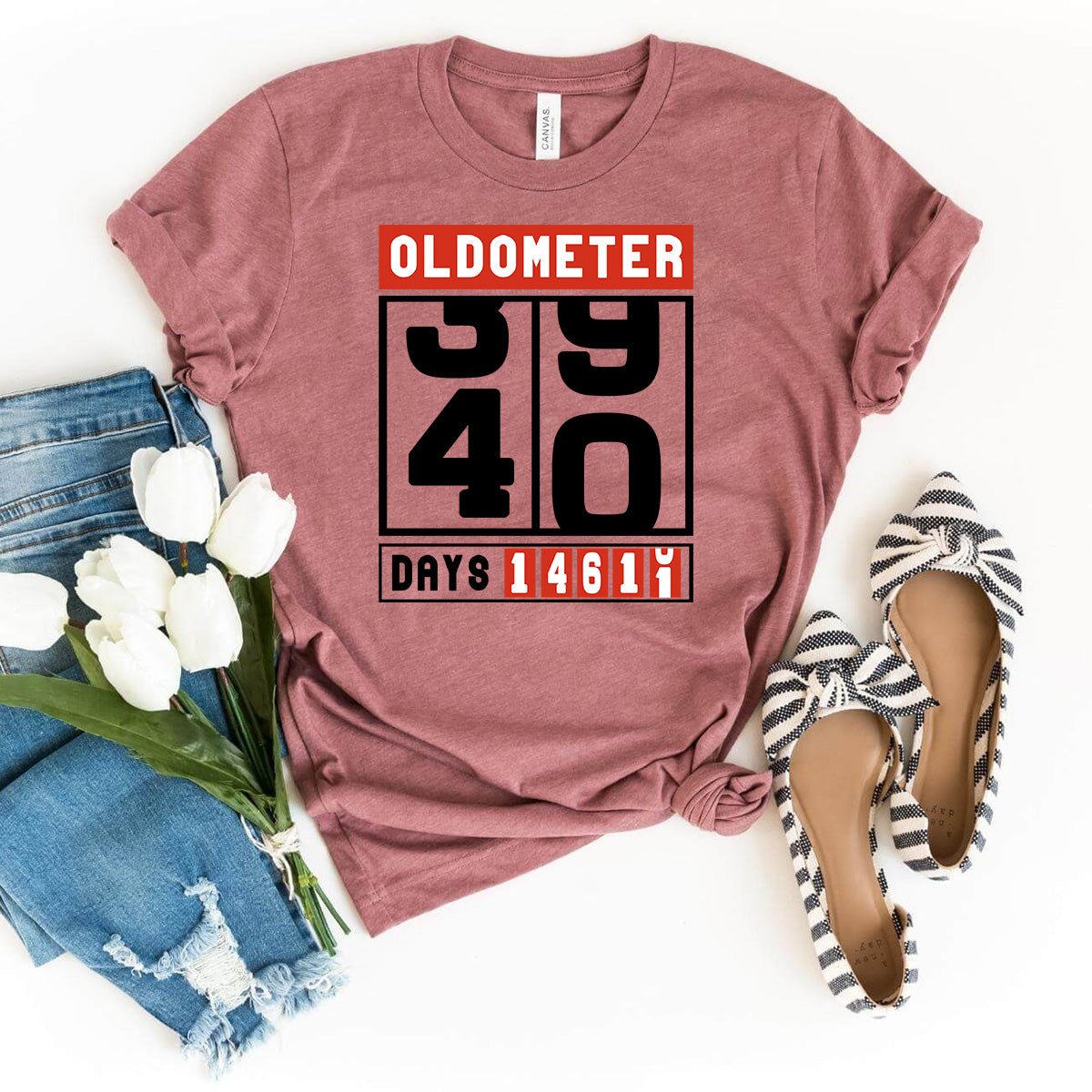 Celebrate Milestone with the Oldometer 40th Shirt – Perfect 40th Birthday Gift - Bliss Birthday Shirts - Heather Mauve - S