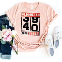 Celebrate Milestone with the Oldometer 40th Shirt – Perfect 40th Birthday Gift - Bliss Birthday Shirts - Heather Peach - S