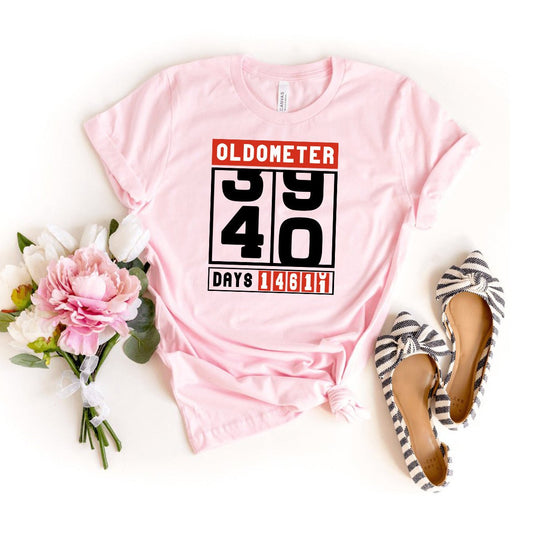 Celebrate Milestone with the Oldometer 40th Shirt – Perfect 40th Birthday Gift - Bliss Birthday Shirts - Light Pink - S