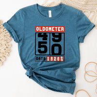 Celebrate the Big 5 - 0 with the Oldometer 50th Shirt – Ultimate 50th Birthday Gift - Bliss Birthday Shirts - Heather Deep Teal - S