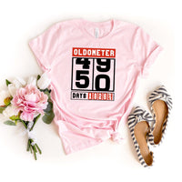 Celebrate the Big 5 - 0 with the Oldometer 50th Shirt – Ultimate 50th Birthday Gift - Bliss Birthday Shirts - Light Pink - S