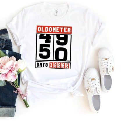 Celebrate the Big 5 - 0 with the Oldometer 50th Shirt – Ultimate 50th Birthday Gift - Bliss Birthday Shirts - White - S