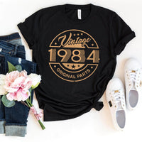 Celebrate Your 40th with a Vintage 1984 Original Parts Birthday Shirt - Bliss Birthday Shirts - Black - S