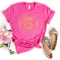 Celebrate Your 40th with a Vintage 1984 Original Parts Birthday Shirt - Bliss Birthday Shirts - Charity Pink - S