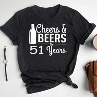 Cheers & Beers 51st Birthday Shirt - Stylish Celebration for Turning 51 - Bliss Birthday Shirts - Heather Dark Grey - S