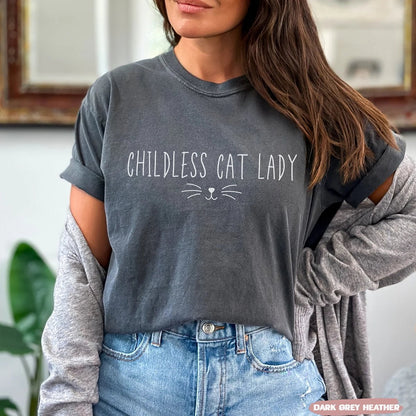 Childless Cat Lady T - Shirt - 2024 Election Political Shirts - Bliss Birthday Shirts - S - Dark Grey Heather