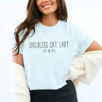 Childless Cat Lady T - Shirt - 2024 Election Political Shirts - Bliss Birthday Shirts - S - Ice Blue