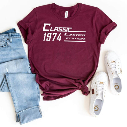 Classic 1974 Limited Edition 50th Shirt – Celebrating 50 Years of Excellence - Bliss Birthday Shirts - Maroon - S