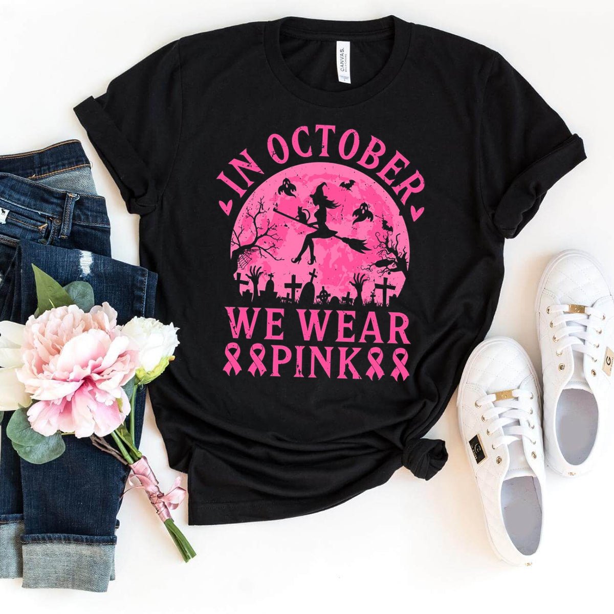 Classic In October We Wear Pink Shirt – Ideal October Awareness Tee - Bliss Birthday Shirts - Black - S