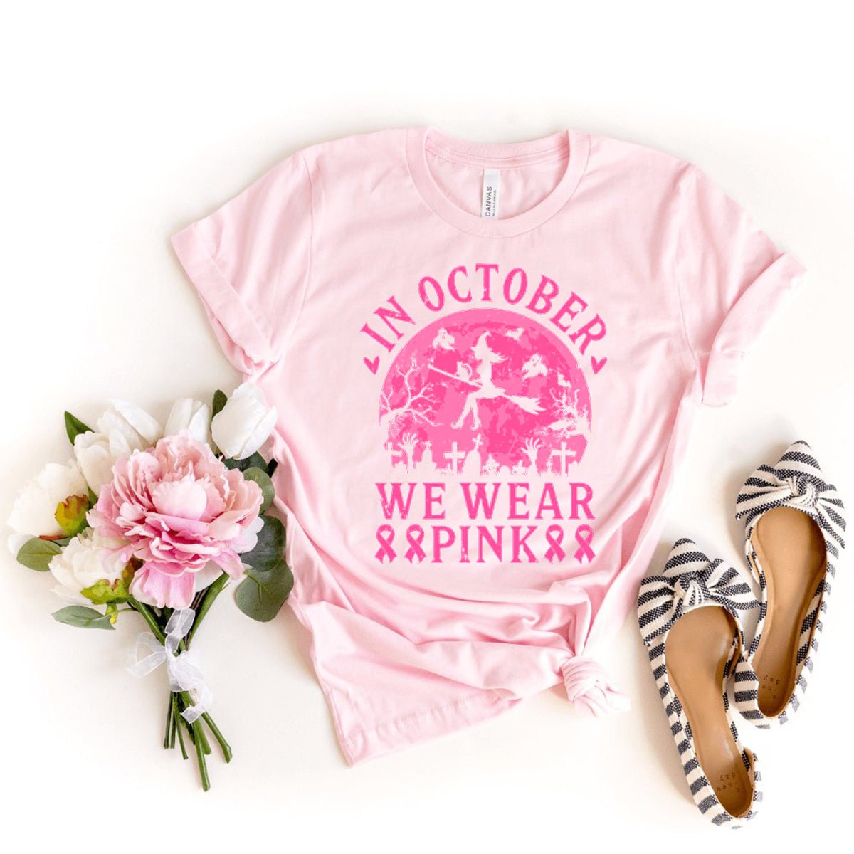 Classic In October We Wear Pink Shirt – Ideal October Awareness Tee - Bliss Birthday Shirts - Light Pink - S